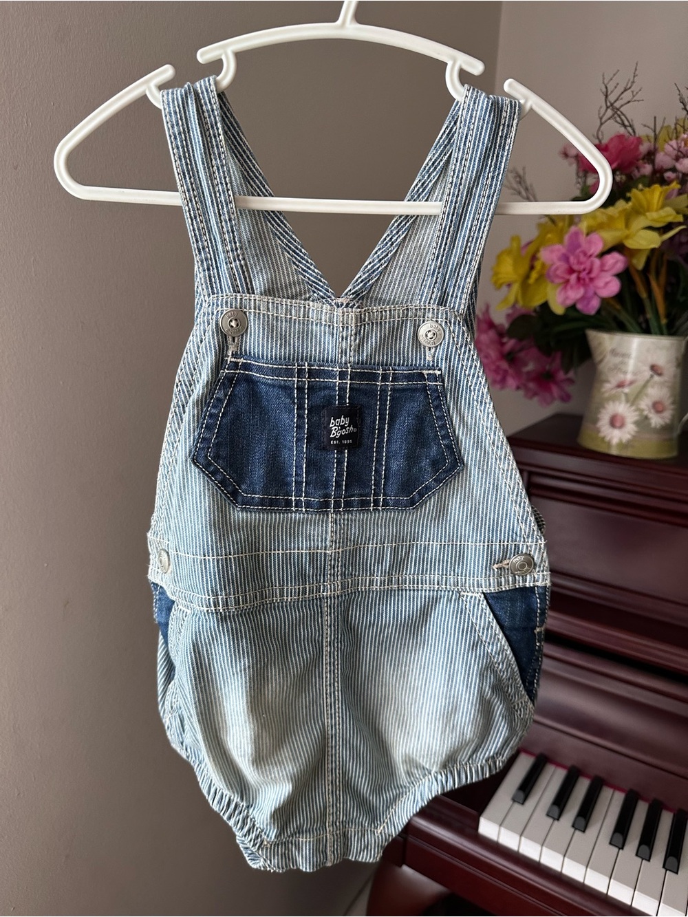 OshKosh B'gosh Light Blue & Dark Blue Striped Denim Overalls